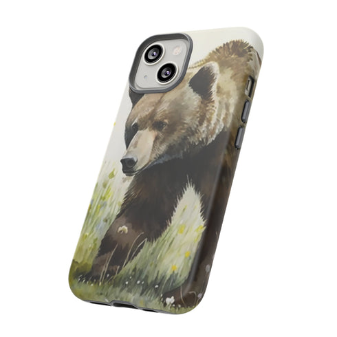 Grizzly Bear in a Field - Impact Resistant Phone Case